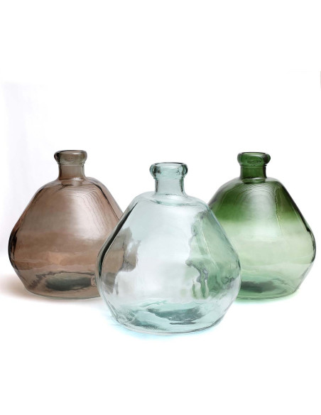 Grand Vase organique Dame-jeanne Hauteur 50 cm Verre recyclé Vert Transparent The Bola 