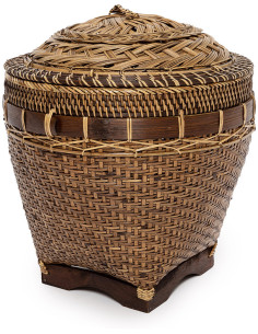Panier de rangement avec couvercle Rond 42 cm Rotin Naturel Marron Tressé The Colonial 