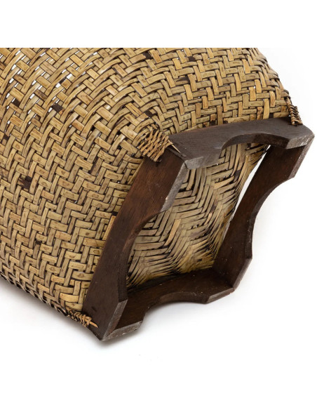 Panier de rangement avec couvercle Rond 42 cm Rotin Naturel Marron Tressé The Colonial 