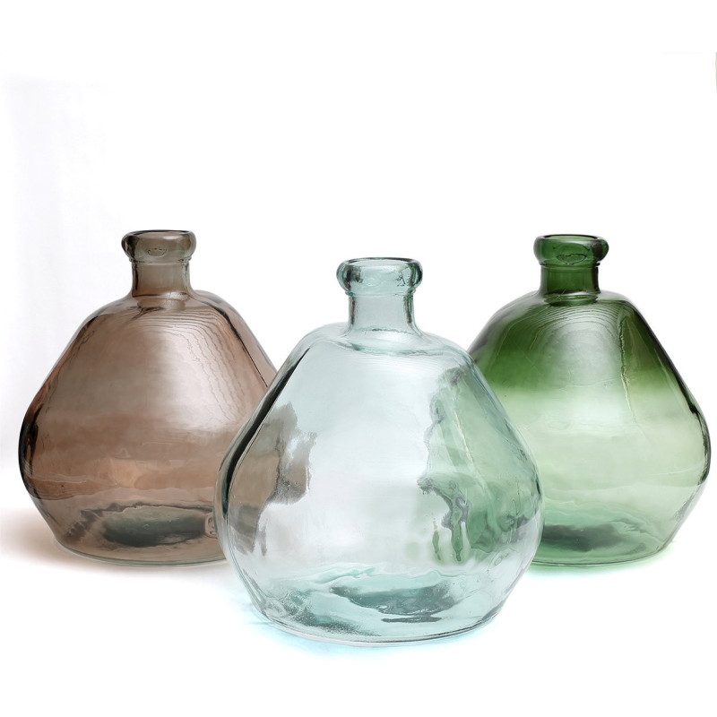 Grand Vase organique Dame-jeanne Hauteur 50 cm Verre recyclé Beige Transparent The Bola 