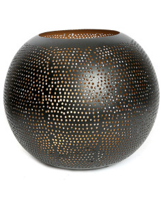Grand Photophore ajouré oriental chic boule 22 cm Métal Noir Doré The Pierced Ball 