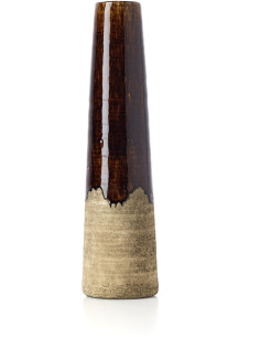 Grand Vase ethnique moderne Conique H 49 cm Grès Marron Beige ciment The Amber Cone 