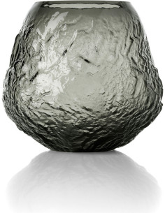 Vase design chic Organique H 24 cm Verre recyclé Noir The Earth Crater 