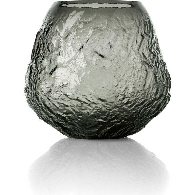 Vase design chic Organique H 24 cm Verre recyclé Noir The Earth Crater 