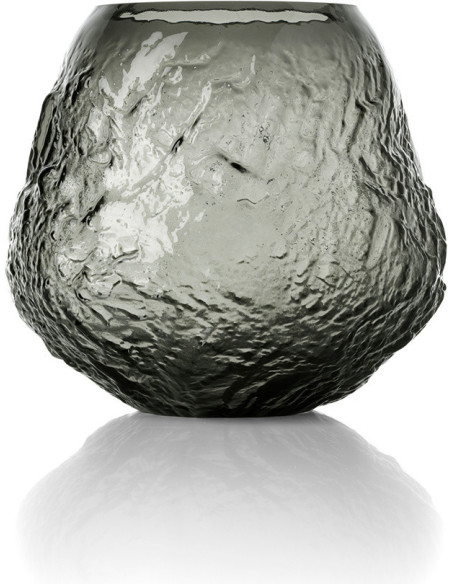 Vase design chic Organique H 24 cm Verre recyclé Noir The Earth Crater 