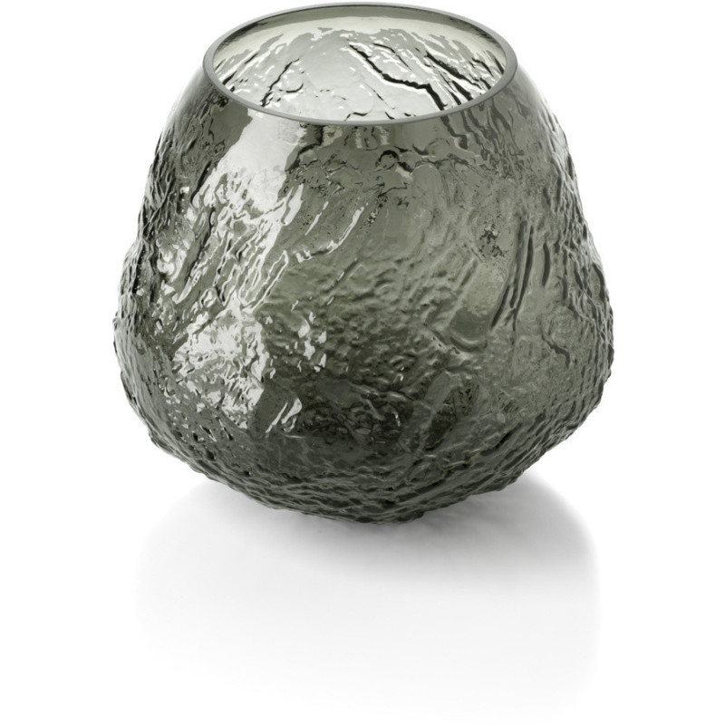 Vase design chic Organique H 24 cm Verre recyclé Noir The Earth Crater 