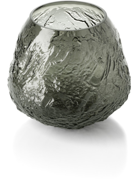 Vase design chic Organique H 24 cm Verre recyclé Noir The Earth Crater 