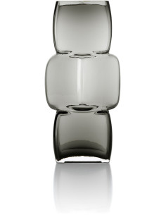 Vase design minimaliste Cubique H 27 cm Verre recyclé Gris foncé The Cubes 