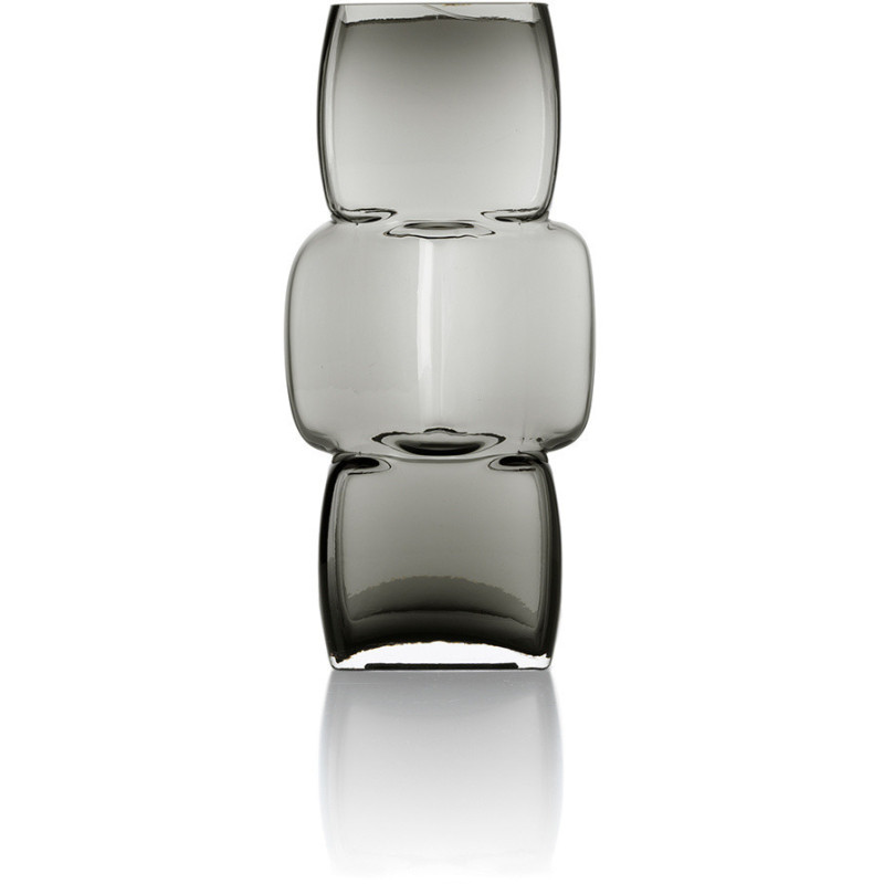 Vase design minimaliste Cubique H 27 cm Verre recyclé Gris foncé The Cubes 