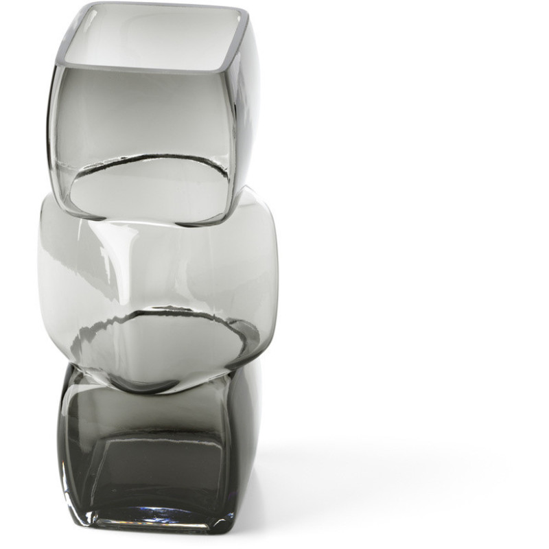 Vase design minimaliste Cubique H 27 cm Verre recyclé Gris foncé The Cubes 