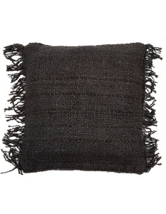 Housse de coussin Carrée 40x40 en Coton Noir Bleu marine avec franges The Oh My Gee 