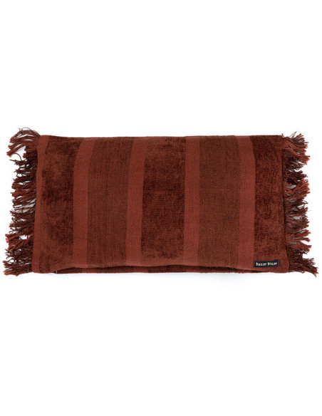 Housse de coussin Rectangulaire 50x30 en Velours Bordeaux avec franges Motif rayé The Oh My Gee 