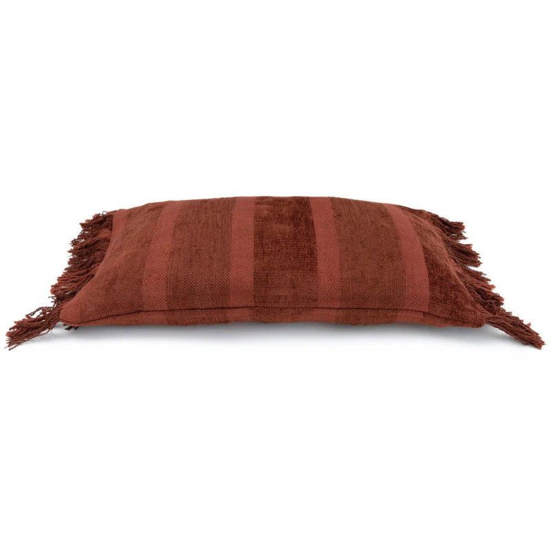 Housse de coussin Rectangulaire 50x30 en Velours Bordeaux avec franges Motif rayé The Oh My Gee 