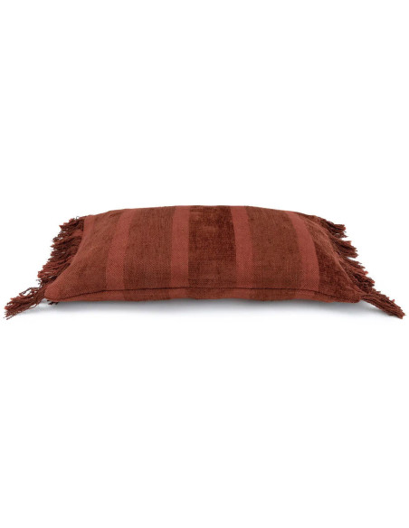 Housse de coussin Rectangulaire 50x30 en Velours Bordeaux avec franges Motif rayé The Oh My Gee 