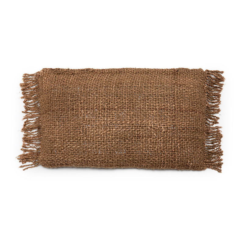 Housse de coussin Rectangulaire 50x30 en Coton Brun avec franges The Oh My Gee 