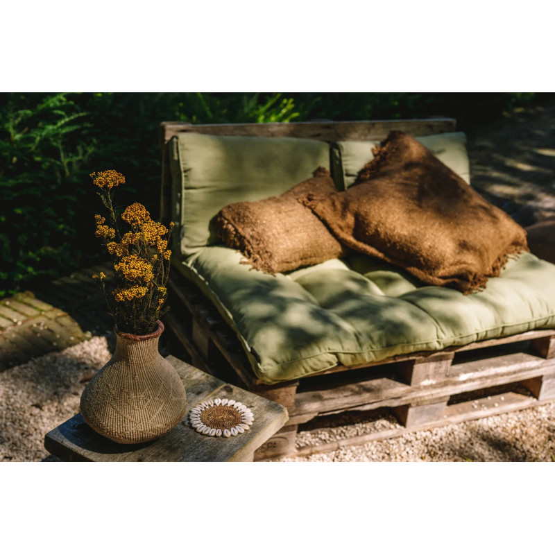Housse de coussin Rectangulaire 50x30 en Coton Brun avec franges The Oh My Gee 