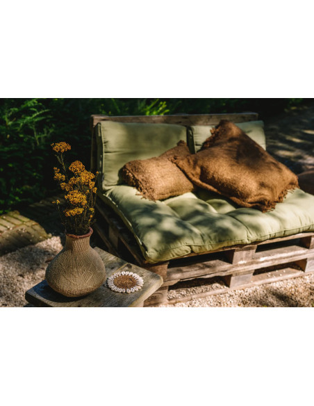 Housse de coussin Rectangulaire 50x30 en Coton Brun avec franges The Oh My Gee 