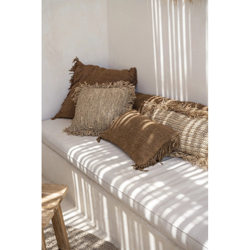 Housse de coussin Rectangulaire 50x30 en Coton Brun avec franges The Oh My Gee 