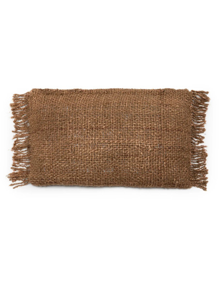 Housse de coussin Rectangulaire 50x30 en Coton Brun avec franges The Oh My Gee 