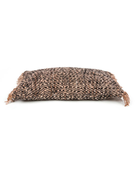 Housse de coussin Rectangulaire 50x30 en Coton Noir Cuivre avec franges The Oh My Gee 