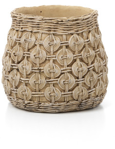 Cache-pot ethnique chic Rond D 23 cm Ciment Naturel Motif noeuds The Knot Concrete 