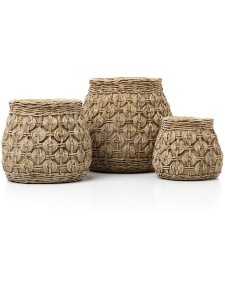 Cache-pot ethnique chic Rond D 23 cm Ciment Naturel Motif noeuds The Knot Concrete 