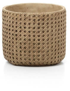 Cache-pot bohème chic Rond D 20 cm Ciment Naturel Effet cannage rotin The RattanRock 