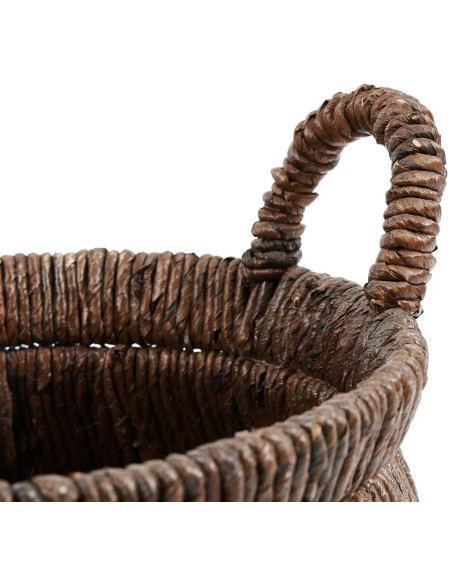 Panier de rangement ethnique chic 2 poignées Rond 42 cm Feuille de bananier Naturel Tressé The Chizara 