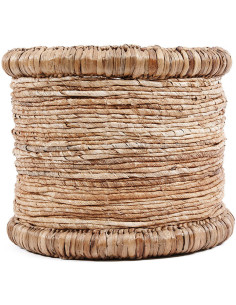 Panier de rangement bohème Rond 38 cm Jacinthe d'eau Feuille de bananier Naturel Tressé The Chuka 