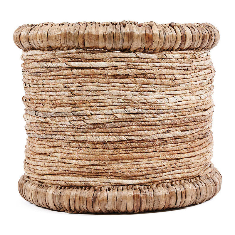 Panier de rangement bohème Rond 38 cm Jacinthe d'eau Feuille de bananier Naturel Tressé The Chuka 