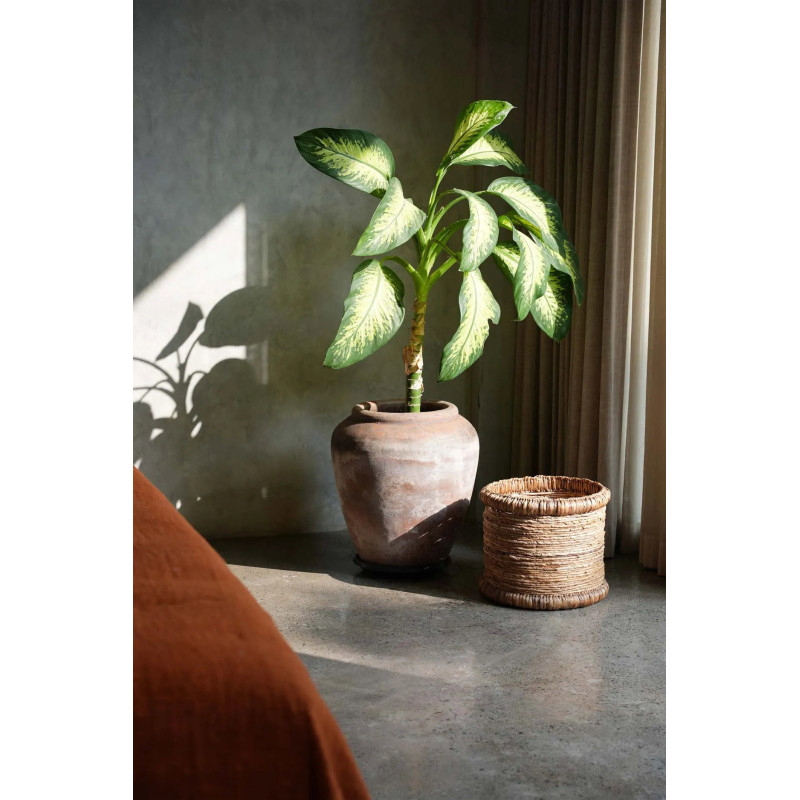 Panier de rangement bohème Rond 38 cm Jacinthe d'eau Feuille de bananier Naturel Tressé The Chuka 