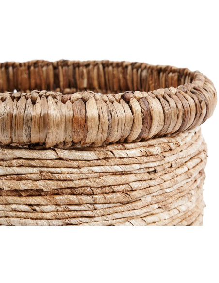 Panier de rangement bohème Rond 38 cm Jacinthe d'eau Feuille de bananier Naturel Tressé The Chuka 