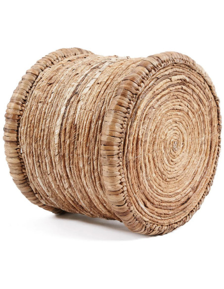 Panier de rangement bohème Rond 38 cm Jacinthe d'eau Feuille de bananier Naturel Tressé The Chuka 