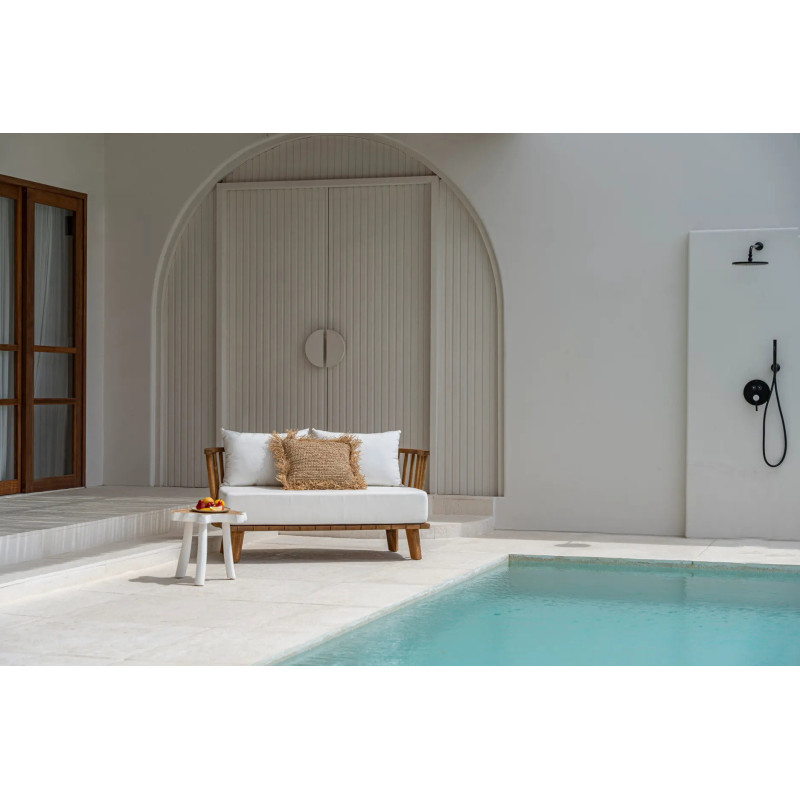 Housse de coussin XL Carrée 60x60 en Raphia Naturel avec franges The Raffia Square 