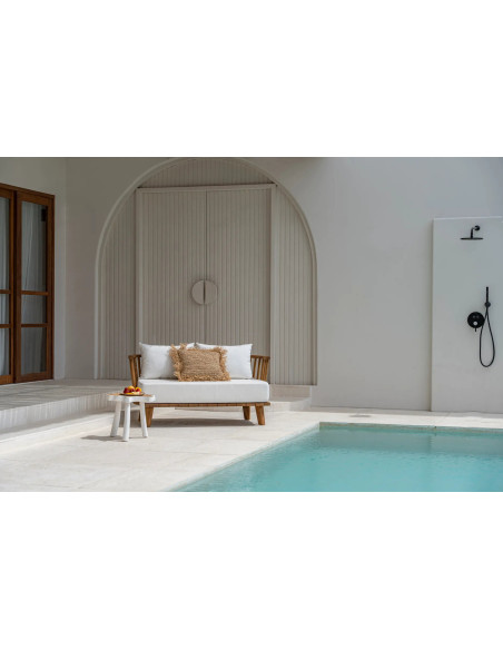 Housse de coussin XL Carrée 60x60 en Raphia Naturel avec franges The Raffia Square 