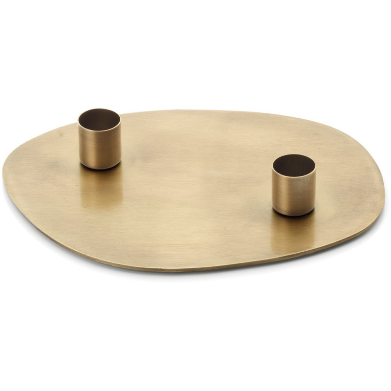 Bougeoir design chic organique 2 bougies Métal Doré The Glowpad 
