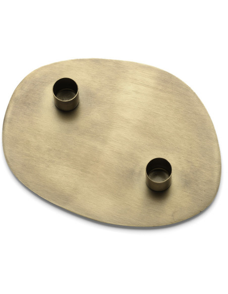 Bougeoir design chic organique 2 bougies Métal Doré The Glowpad 