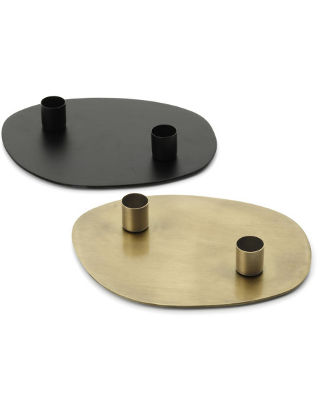 Bougeoir design chic organique 2 bougies Métal Doré The Glowpad 
