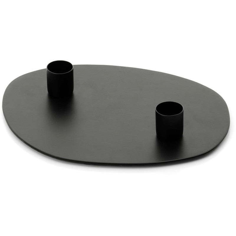 Bougeoir design chic organique 2 bougies Métal Noir The Glowpad 