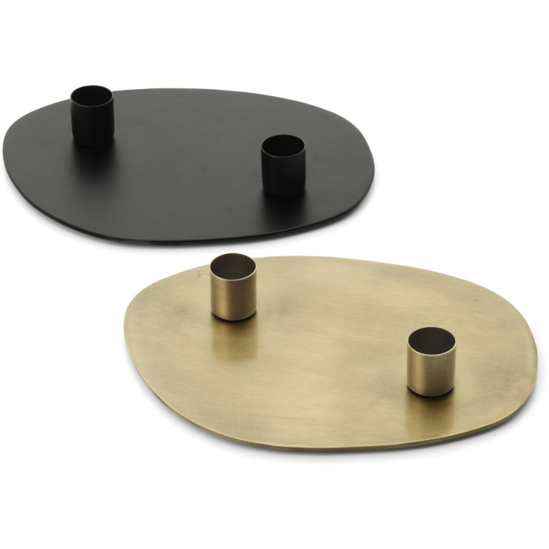 Bougeoir design chic organique 2 bougies Métal Noir The Glowpad 