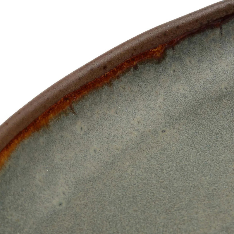Plat de service organique ovale 17 cm Grès Gris vert Marron The Côa 
