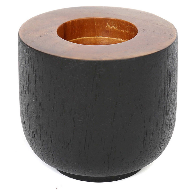 Bougeoir Rond Diamètre 8 cm en Bois de teck Noir Naturel The Bondi 