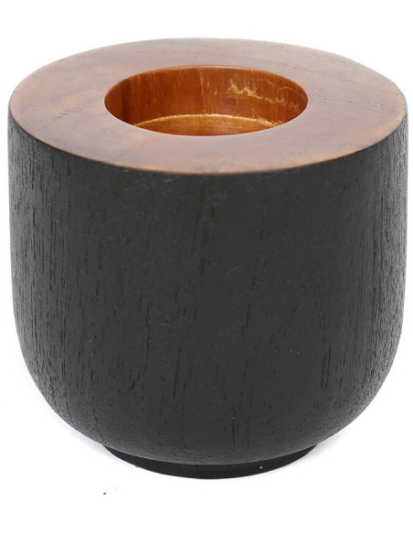 Bougeoir Rond Diamètre 8 cm en Bois de teck Noir Naturel The Bondi 