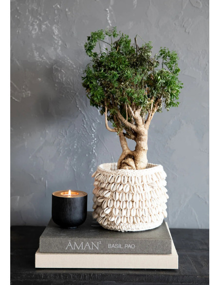 Bougeoir Rond Diamètre 8 cm en Bois de teck Noir Naturel The Bondi 