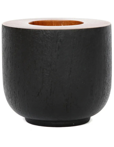 Bougeoir Rond Diamètre 8 cm en Bois de teck Noir Naturel The Bondi 