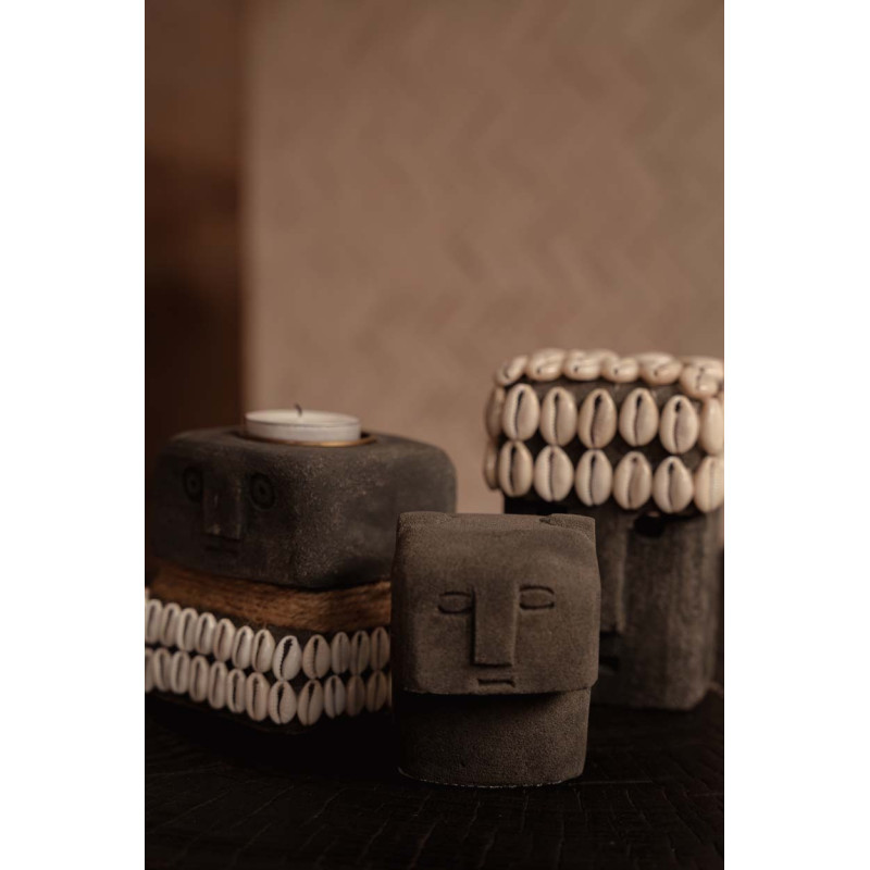 Statuette déco primitive ethnique Hauteur 9 cm Grès Gris The Sumba Stone 