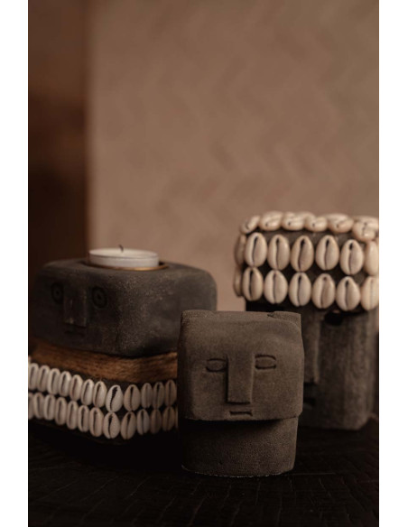 Statuette déco primitive ethnique Hauteur 9 cm Grès Gris The Sumba Stone 