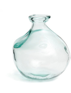 Petit Vase organique Boule Hauteur 18 cm Verre recyclé Bleu Transparent The Xiao 
