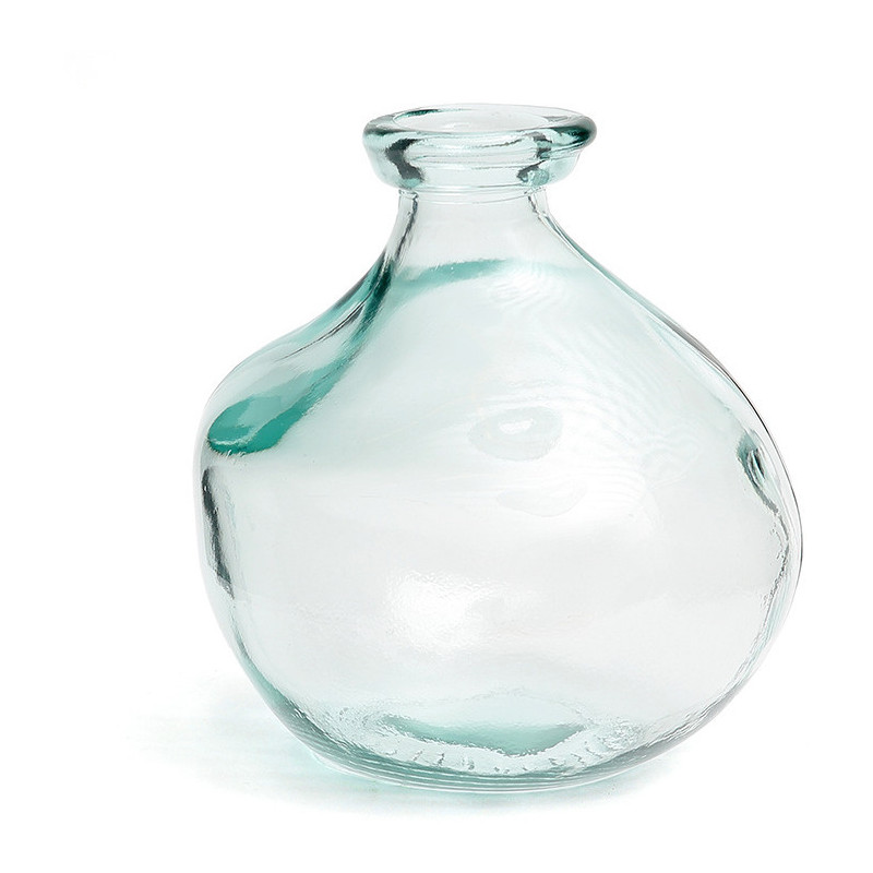 Petit Vase organique Boule Hauteur 18 cm Verre recyclé Bleu Transparent The Xiao 