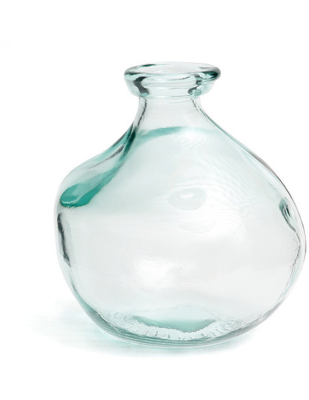 Petit Vase organique Boule Hauteur 18 cm Verre recyclé Bleu Transparent The Xiao 